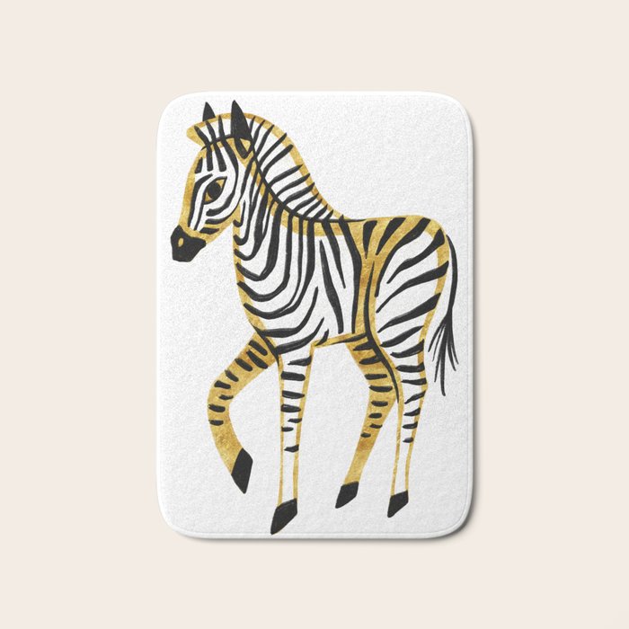 Gold Zebra Bath Mat Gallery Image 1