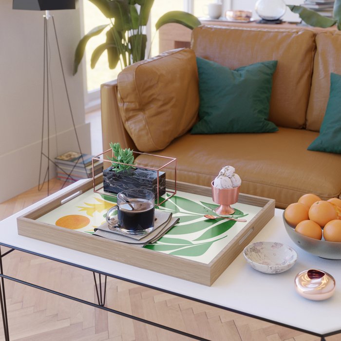 Mid Century Emerald Garden Botanical Serving Tray Gallery Image 2