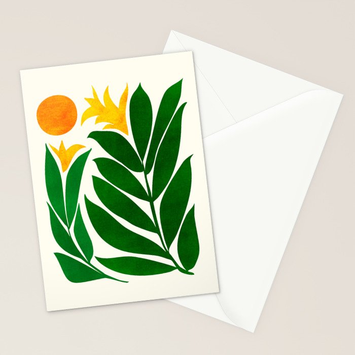 Mid Century Emerald Garden Botanical Stationery Card Gallery Image 2