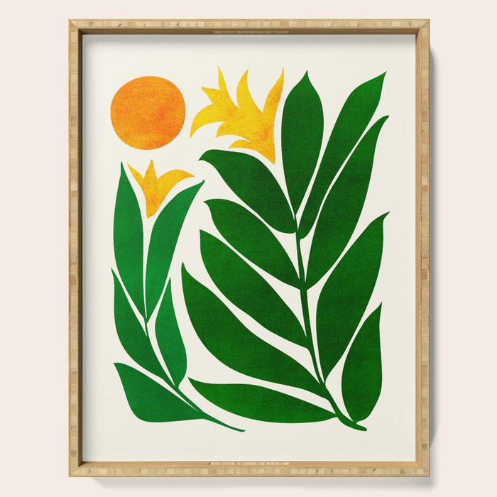 Mid Century Emerald Garden Botanical Serving Tray Gallery Image 1