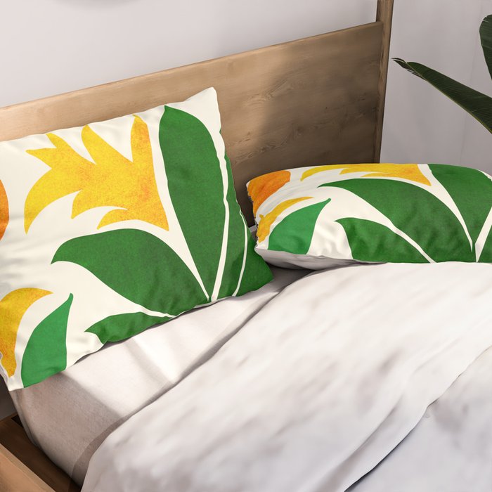 Mid Century Emerald Garden Botanical Pillow Sham Gallery Image 2