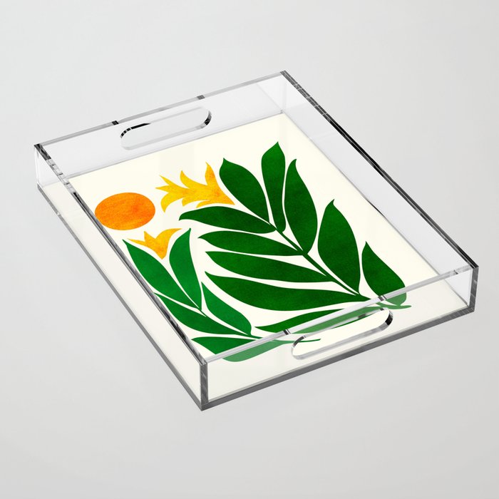 Mid Century Emerald Garden Botanical Acrylic Tray Gallery Image 1