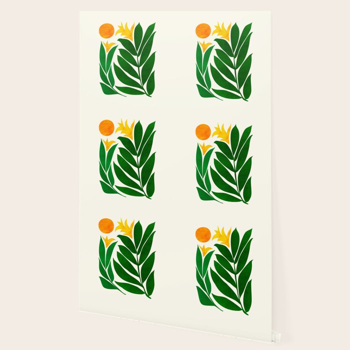 Mid Century Emerald Garden Botanical Wallpaper Gallery Image 2