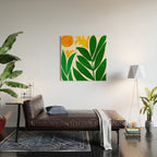Mid Century Emerald Garden Botanical Wood Wall Art Gallery Image 2