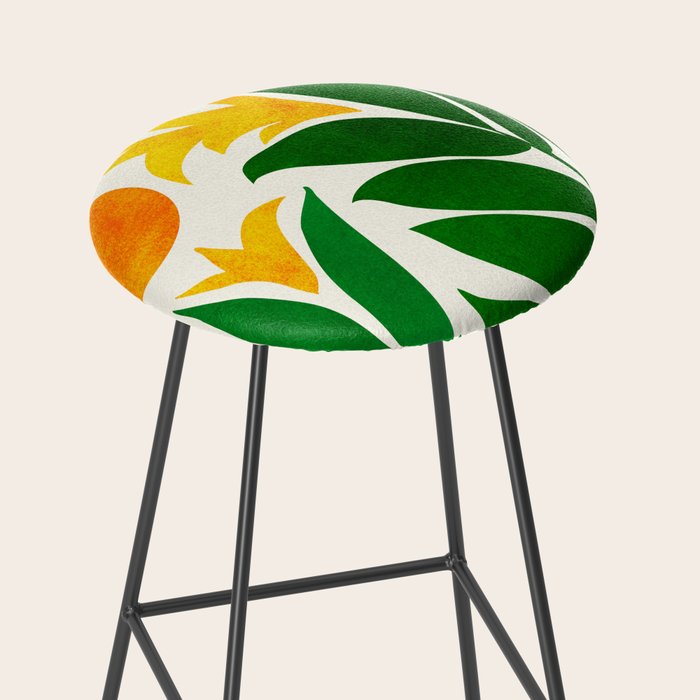 Mid Century Emerald Garden Botanical Stool Gallery Image 2