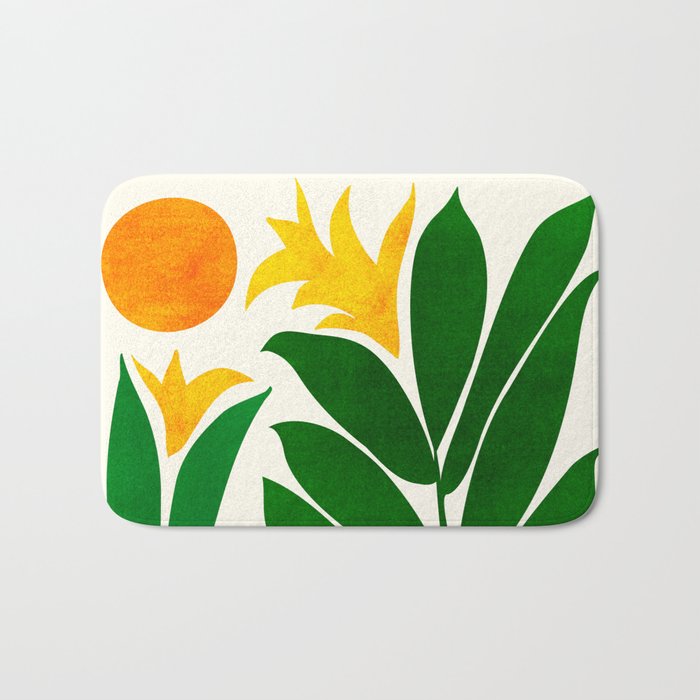Mid Century Emerald Garden Botanical Bath Mat Gallery Image 1