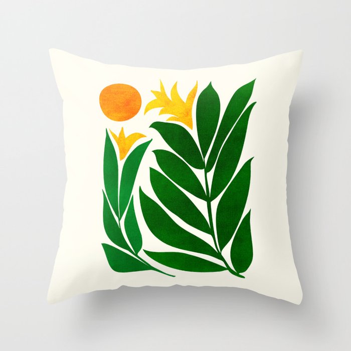Mid Century Emerald Garden Botanical Throw Pillow Gallery Image 6