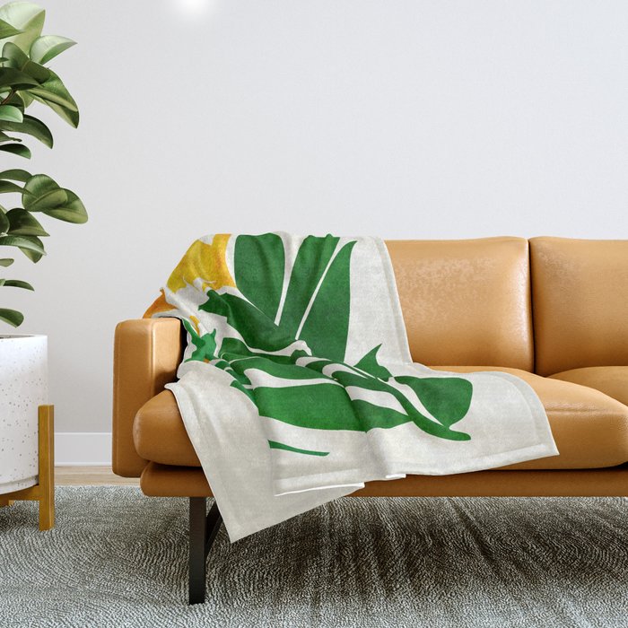 Mid Century Emerald Garden Botanical Throw Blanket Gallery Image 1