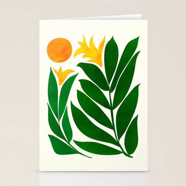 Mid Century Emerald Garden Botanical Stationery Card Gallery Image 2