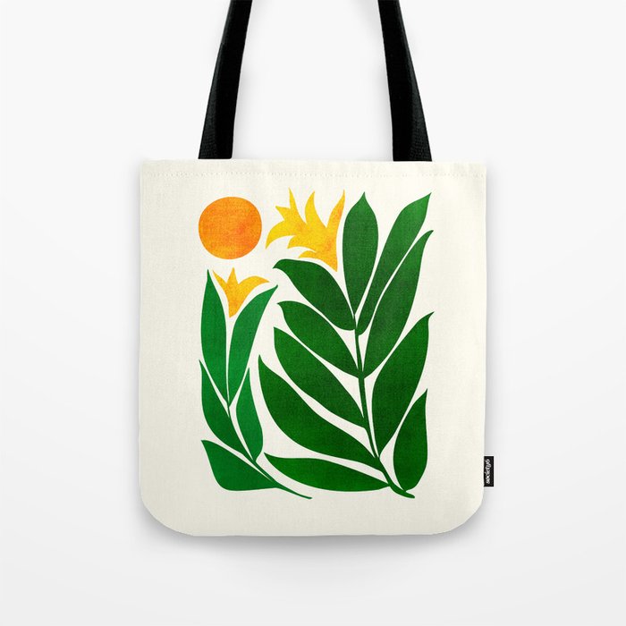 Mid Century Emerald Garden Botanical Tote Bag Gallery Image 1