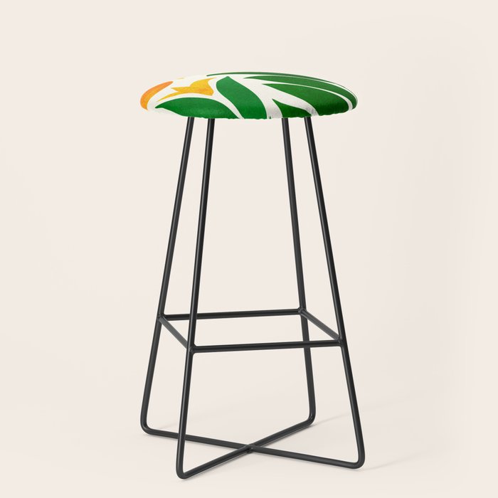 Mid Century Emerald Garden Botanical Stool Gallery Image 1