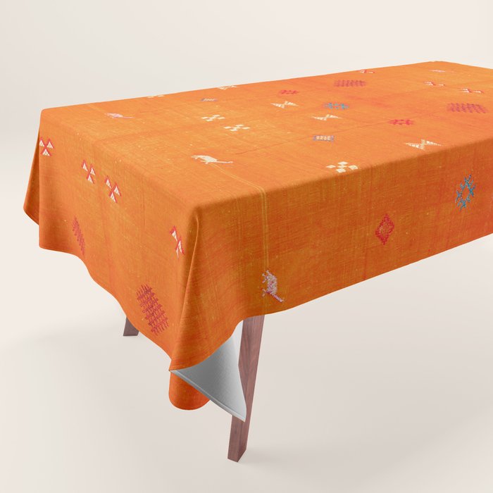 Orange Oriental Traditional Creative Berber Moroccan Fabric Style Tablecloth Gallery Image 1