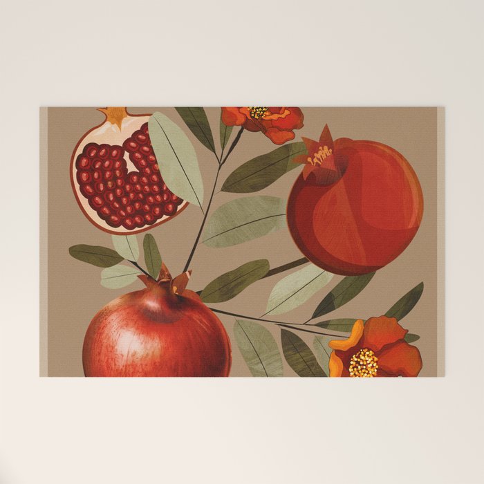 Pomegranate Botanical Art 1 Welcome Mat Gallery Image 1