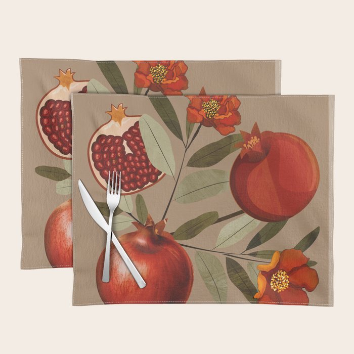 Pomegranate Botanical Art 1 Placemat Gallery Image 1