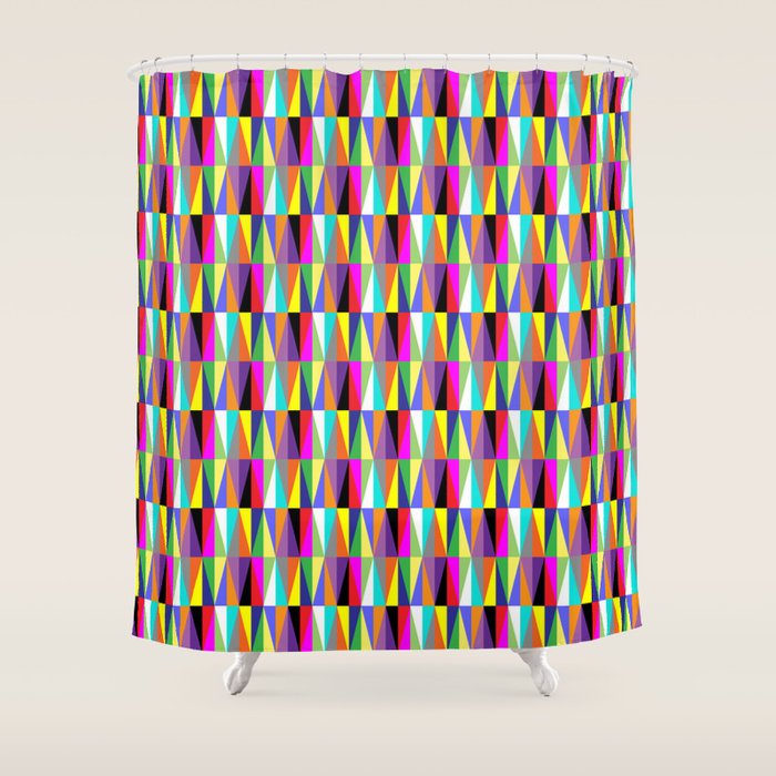 Colourful Geometric Diamonds Pattern No 1 Multicolors Shower Curtain Gallery Image 1