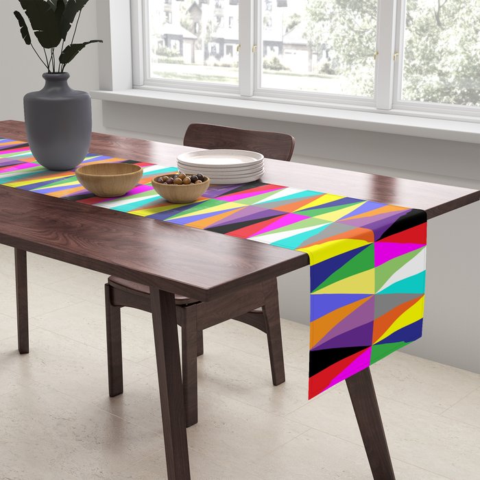 Colourful Geometric Diamonds Pattern No 1 Multicolors Table Runner Gallery Image 2