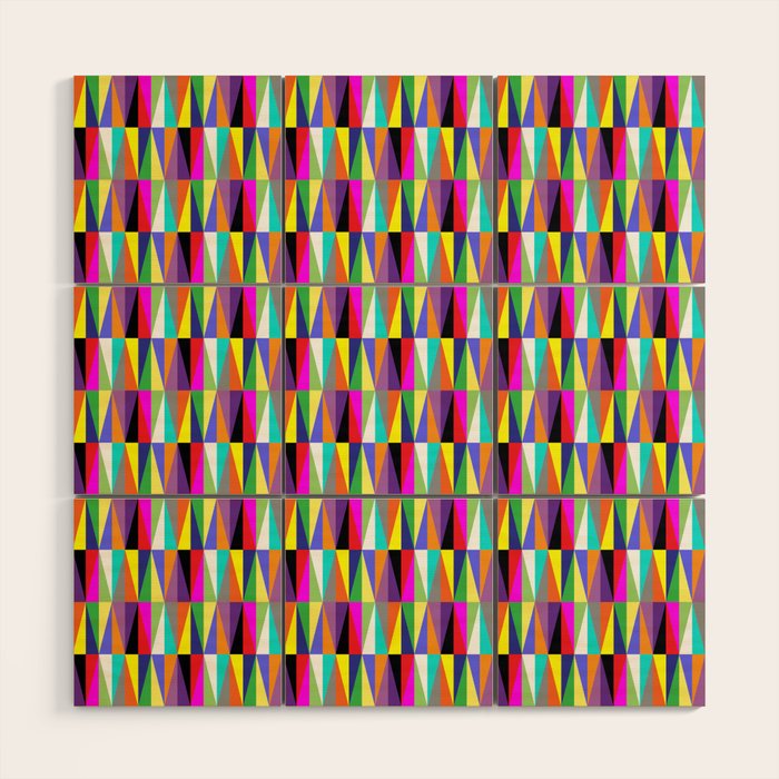 Colourful Geometric Diamonds Pattern No 1 Multicolors Wood Wall Art Gallery Image 1