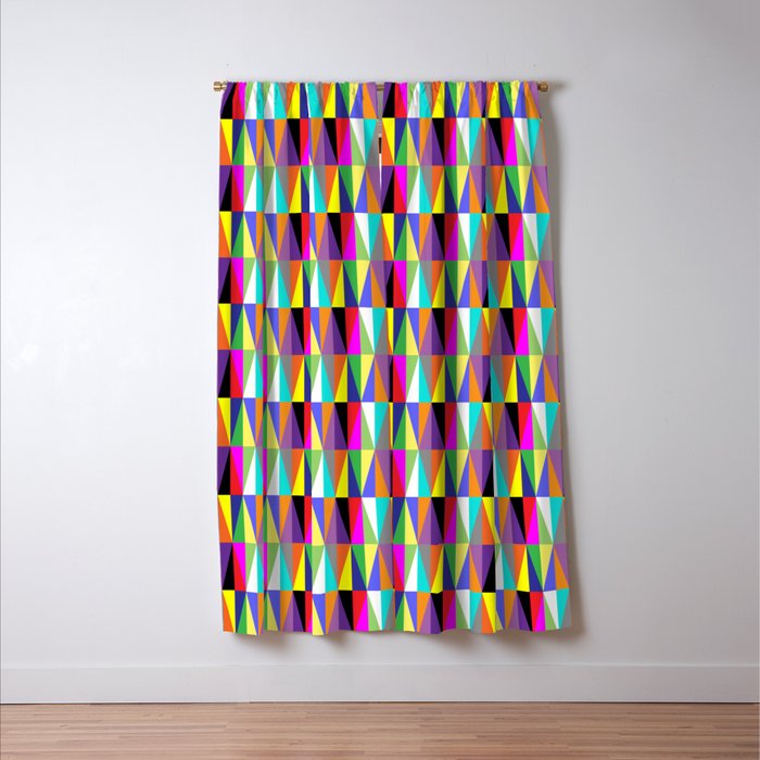 Colourful Geometric Diamonds Pattern No 1 Multicolors Window Curtain Gallery Image 3