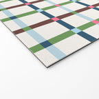 Windowpane Plaid Blue Green on Cream Welcome Mat Gallery Image 2