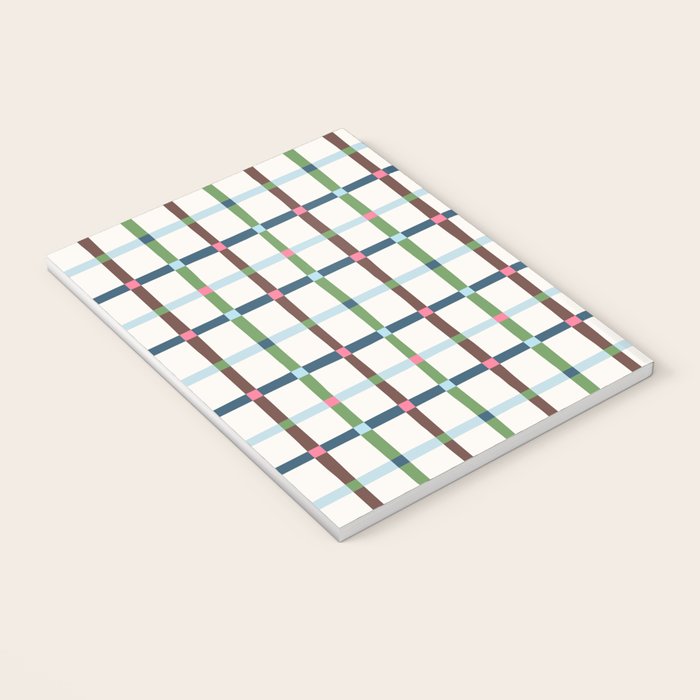 Windowpane Plaid Blue Green on Cream Notebook Gallery Image 3