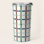 Windowpane Plaid Blue Green on Cream Travel Mug Gallery Image 2