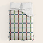 Windowpane Plaid Blue Green on Cream Comforter Gallery Image 6