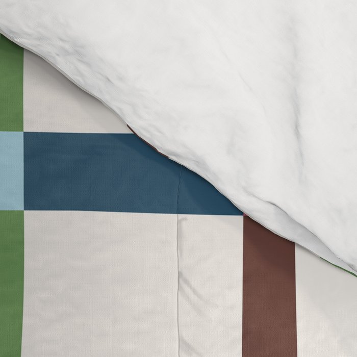 Windowpane Plaid Blue Green on Cream Comforter Gallery Image 4