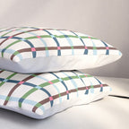 Windowpane Plaid Blue Green on Cream Pillow Sham Gallery Image 3