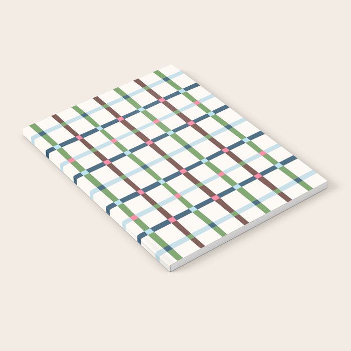 Windowpane Plaid Blue Green on Cream Notebook Gallery Image 2