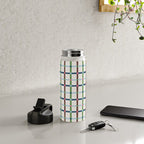 Windowpane Plaid Blue Green on Cream Water Bottle Gallery Image 4