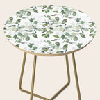 Festive, Watercolor, Leaves Print, White and Green Side Table Gallery Image 2