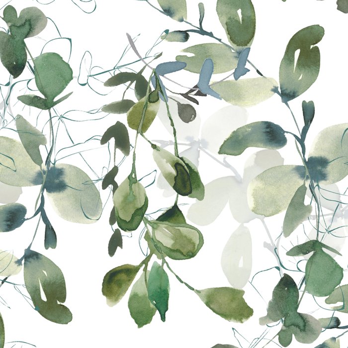 Festive, Watercolor, Leaves Print, White and Green Coffee Mug Gallery Image 2