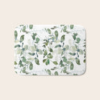 Festive, Watercolor, Leaves Print, White and Green Bath Mat Gallery Image 1