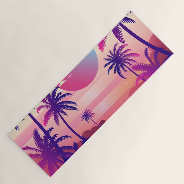 Sunset Palm Trees Vaporwave Aesthetic Yoga Mat Gallery Image 1
