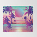 Sunset Palm Trees Vaporwave Aesthetic Throw Blanket Gallery Image 2