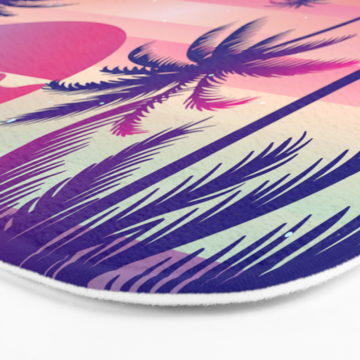 Sunset Palm Trees Vaporwave Aesthetic Bath Mat Gallery Image 3