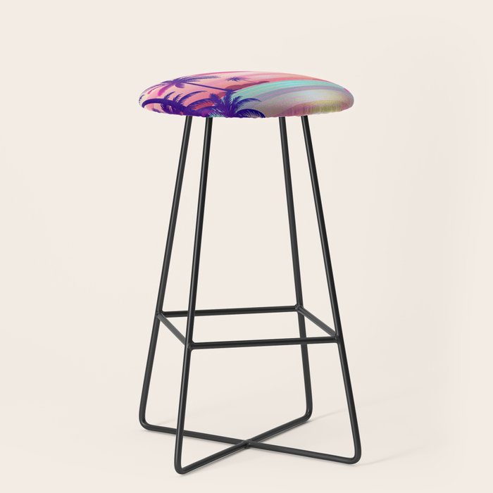 Sunset Palm Trees Vaporwave Aesthetic Stool Gallery Image 1