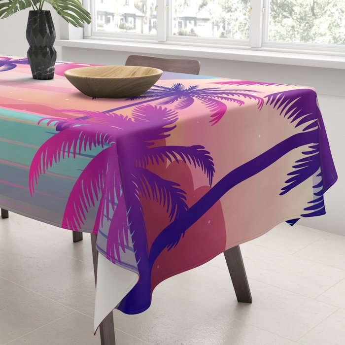 Sunset Palm Trees Vaporwave Aesthetic Tablecloth Gallery Image 3