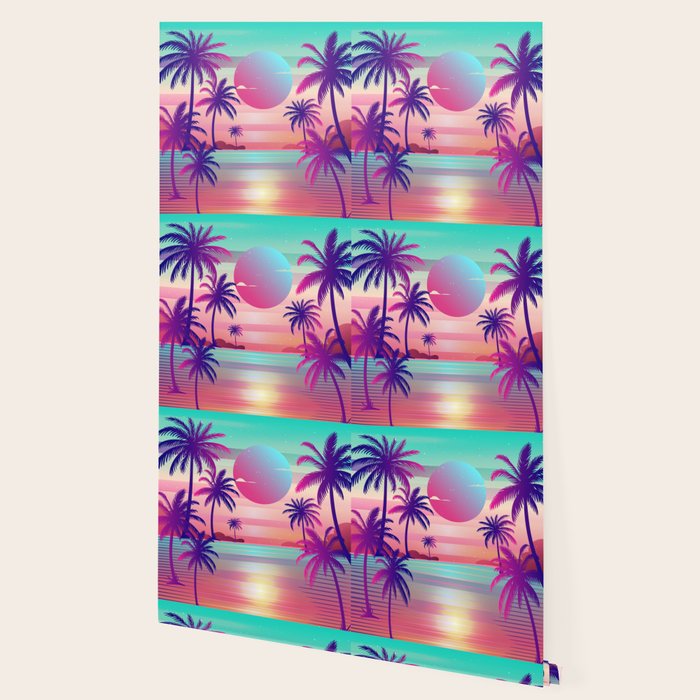 Sunset Palm Trees Vaporwave Aesthetic Wallpaper Gallery Image 2