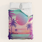 Sunset Palm Trees Vaporwave Aesthetic Comforter Gallery Image 6
