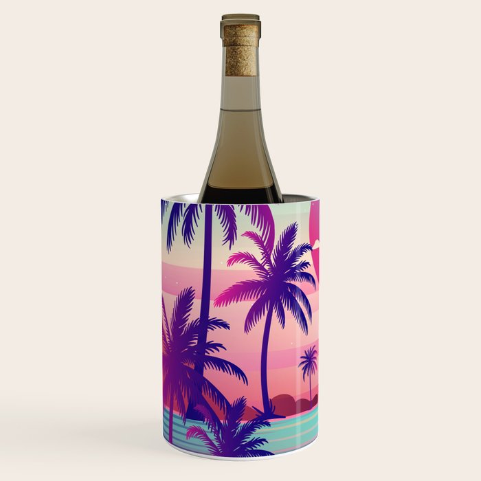 Sunset Palm Trees Vaporwave Aesthetic Wine Chiller Gallery Image 2