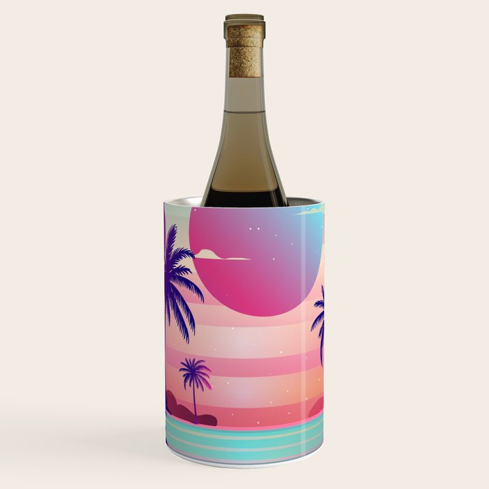 Sunset Palm Trees Vaporwave Aesthetic Wine Chiller