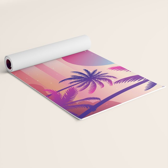 Sunset Palm Trees Vaporwave Aesthetic Yoga Mat Gallery Image 2