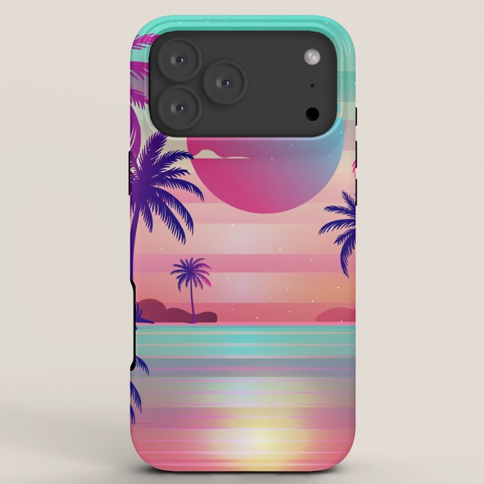 Sunset Palm Trees Vaporwave Aesthetic iPhone Case Gallery Image 8