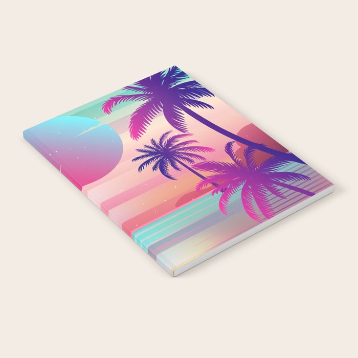 Sunset Palm Trees Vaporwave Aesthetic Notebook Gallery Image 2