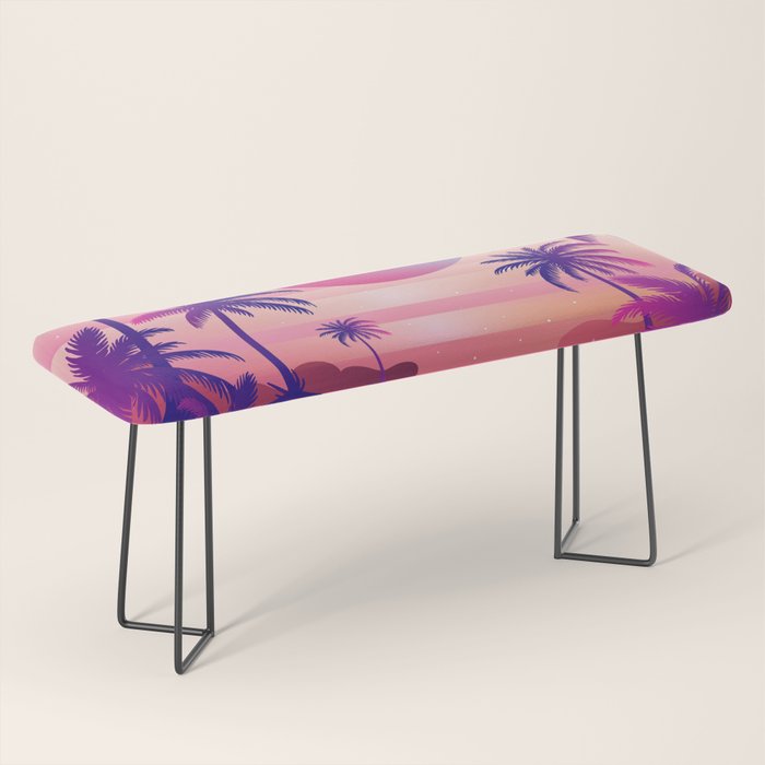 Sunset Palm Trees Vaporwave Aesthetic Bench Gallery Image 1