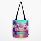 Sunset Palm Trees Vaporwave Aesthetic Tote Bag Gallery Image 2