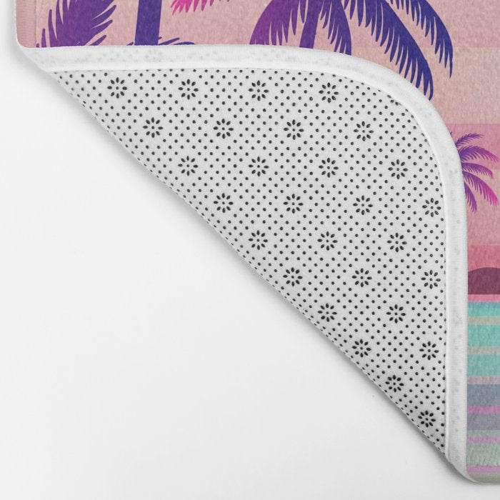 Sunset Palm Trees Vaporwave Aesthetic Bath Mat Gallery Image 2