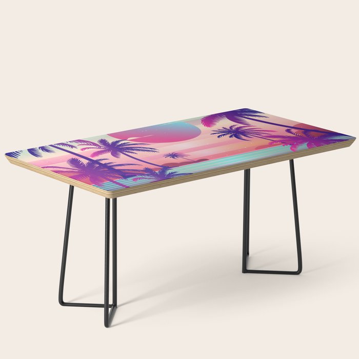 Sunset Palm Trees Vaporwave Aesthetic Coffee Table Gallery Image 1