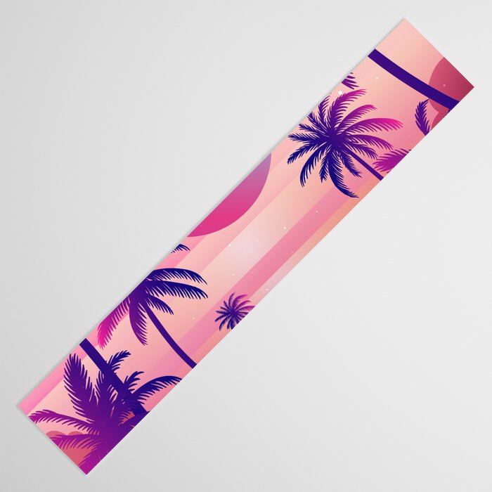 Sunset Palm Trees Vaporwave Aesthetic Table Runner Gallery Image 3